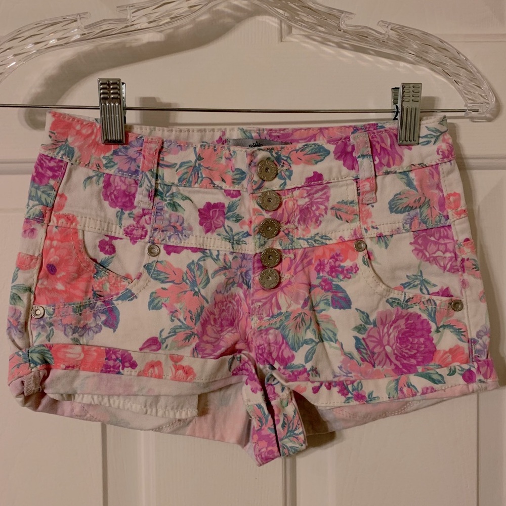 Pink floral shorts